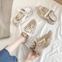 통굽 호피무늬 포인트 통기성 운동화 2종 35-40 실제 주식