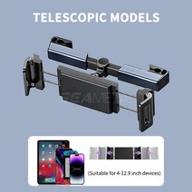 차량 충전 거치대 무선 고속 SEAMETAL Telescopic Car Phone Holder Tablet Anti Shake Mount 4-12.9 inch, 02 1pc