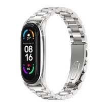 미밴드 5 호환 스트랩 Mi 밴드 7 Xiao mi 6 금속 NFC 4 3 글로벌 팔찌, [02] for Mi Band 5 6, [17] 3 Bead Plus Silver