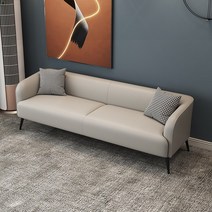 40평대쇼파 상업용 3인용 30평, 싱글 80CM + 원 스로우 베개 받기, 베이지 레더 아트553-10(라텍스판)