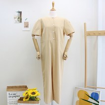 헤이뽀 / 봉긋 퍼프 와이드 여름 라운드 반팔 점프수트 3컬러