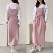 (OPS-551)잔골지 아일렛 멜빵 롱원피스