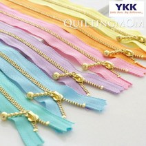 퀼팅맘 YKK지퍼 금색자크 파스텔톤 (물방울), 10.골드지퍼 물방울 파스텔 스카이[20cm]