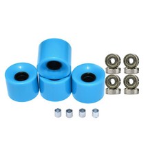 롱보드 스케이트보드 휠 60mm 78A 베어링 포함 4개 세트 크루저 롱보드용 교체 휠, 블루 골드 커버, PU