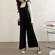 매일리룩 빅사이즈 프릴 멜빵 와이드 점프수트 오버롤 팬츠