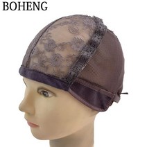 한증막모자 사우나모자 헤어캡인모 가발 보닛을 만들기위한 조절 가능한 레이스 캡 밴드 실크베이스 통풍, 01 S, 1개