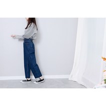 넓은허리밴딩 투버튼 와이드 데님팬츠