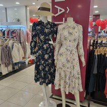 샤트렌 [22년 SS신상품][득템찬스] 부드러운 터치감과 세련된 컬러감이 하객룩으로도 손색 없는 플라워 프린트 벨트 긴소매 롱원피스 HCBSOP101