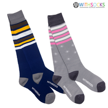 위드삭스 스키양말 스노우보드양말, 01) 남성용/스트라이프 블루