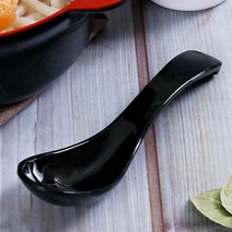 렝겔 우동스푼 검정 멜라민 일식 중식 국물 우동 수저 스푼