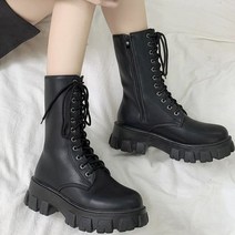 여자 구 레이스업 첼시워커 워크부츠 부티힐 세무워커 워커 가죽 플랫 등산화 굽낮은 정글화 여성 스웨이