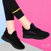 도오빠 기지투 여성 메쉬 운동화 런닝화 4CM 키높이 미들힐 통굽 레이스업 무지 통기성 사계절 발편한 여자운동화 신발