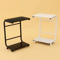 사이드테이블 이동식 사이드 베드 틈새 ㄷ자 폭좁은 침대용책상 미니소파테이블, 블랙