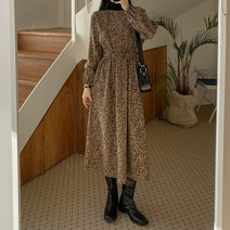 소프트코듀로이레오파드롱원피스