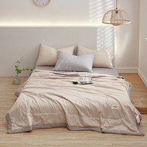 여름 무지 투톤 배색 워싱 코튼 얇고 부드러운 면 이불 7color, 아이보리