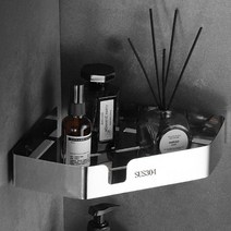 forkom 무타공 스텐 코너 욕실선반 2개, 실버