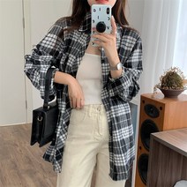 넷투넷코리아 여성 셔츠 남방 빅사이즈 루즈핏 체크 캐주얼 기본