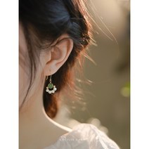 와다타마 벽옥 14K 천연 담수 진주 원터치 귀걸이 후크형 (14K Gold Filled) 여성 안뚫은 귀 귀찌 롱