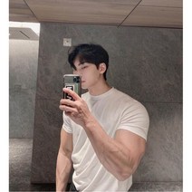 머슬티셔츠 무지 무심한 근육핏 패션 기본 반팔티