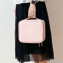 여행 휴대용 메이크업 박스 화장품 보관함 파우치, 블랙, 핑크