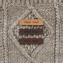 베이직 핸드메이드 라벨 인조가죽라벨, 스몰, 다크브라운