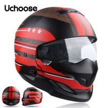 오토바이 풀페이스헬멧 스콜피온 다목적 콤비네이션 레트로 헬멧 Cascos Moto Locomotive Personality Half Predator, 특대_중국, B3-T