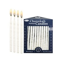 아티스트 알 수 없음 라이트 프리미엄 차누카 양초 화이트에 서리로 덥은 흰색 화이트 하누카 선물 메노라