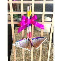 색동복조리26(중)+일반리본 전통복조리 대나무 복조리 민속품 장식소품