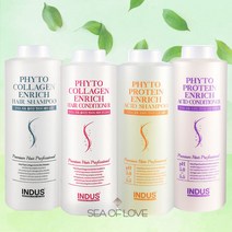 인더스 피토콜라겐 엔리치 프로틴 단백질 샴푸 린스 컨디셔너 1500ml 대용량 헤어샵 전용 미용실 약산성 샴푸 단백질 약산성 5.5 사과향 냄새 향기좋은샴푸, 피토프로틴 산성샴푸 1500ml