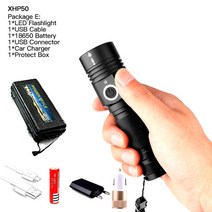 수중랜턴 방수후레쉬 손전등 스쿠버다이빙 가장 강력한 XHP70.2 충전식 LED XHP50 USB 줌 토치 with18650or 26650 배터리 사냥 램프 캠프, [05] E
