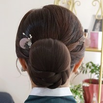 살롱드메리 꽃가람 가발 가채 가모 한복 혼주 올림머리 똥머리 한복머리장식, 브라운