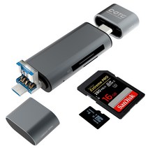 SD TF 메모리 멀티 카드 리더기 휴대폰 OTG 영상확인 C타입 USB3.0 자동차 블랙박스 보는법 노트북 스마트폰 micro 메모리칩, 실버