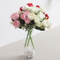 바보사랑 오스틴장미부쉬 25cm (조화) FAIAFT.플라워트리, 레드