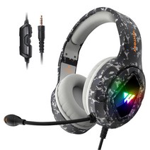 유선 RGB 게임용 헤드셋 PS5/PS4용 마이크 소음 차단 기능이 있는 LED 헤드폰 스테레오 서라운드, 18x8.5x20cm, ABS, 검은 위장