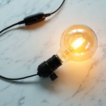 빈티지 키소켓 조명 DIY 세트 2colors 에디슨전구 무드등 수면등 플랜테리어, 02)화이트 코드선 2M, LED 에디슨 G95 8W ON