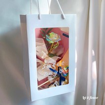 LED 홀로그램 장미 사탕꽃다발 오로라장미 무드등 화이트데이 로즈데이 특별한선물, 홀로그램장미+Sweet Day쇼핑백+Led전구+사탕, 블랙