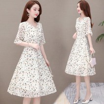 뉴욕멋쟁이 국내배송 마리스 플라워 미디원피스 반팔원피스 꽃무늬원피스