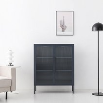 마켓비 OFFICY 유리캐비넷 2문 수납장 9001100, 다크그레이 5989.9060