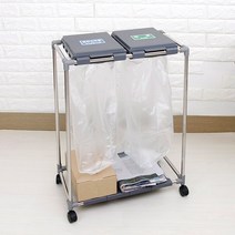 대일리리빙 재활용 분리수거함 2단 + 스티커 비닐봉투 2매 증정, 50매 추가