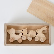 베베르 원목 동물자동차 10종 택3 국산 수제 나무 장난감 아기 선물 세트, 강아지