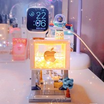DIY 애플워치충전기 거치대 무선 충전 스탠드 레고블럭 인테리어 조명 스테이션, 1세트단품, 애플스토어 + 조명 + 우디