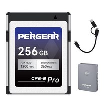 PERGEAR CFE-B PRO 256GB Cfexpress 타입 B 메모리 카드 연속 모드 사진 비디오를 위한 용량 및 속도 조합을 360MB/s의 안정적인 지속 쓰기 (4K1