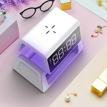 스마트폰 UV살균 고속 무선 충전 탁상시계 휴대폰 충전기 패드형 알람시계 삼성 갤럭시 노트20 애플 아이폰 13 pro 미니 xs z플립3, 블랙+크래들세트