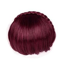 OEM 꽈배기 양 갈래 앞머리 섬유 밴드 가발, 1개, Wine Red_