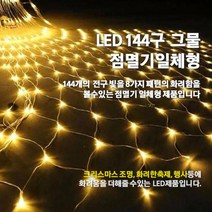 LED 144구 그물 점멸기 일체형/인테리어조명/크리스마스전구/은하수/점멸기포함, 투명선-녹색