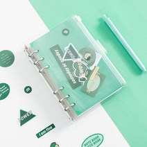 떨샵 다이어리 수첩 다꾸 다이어리꾸미기 6공다이어리 만년형, 투명컬러6공(그린)