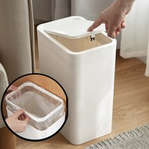 토끼네 원터치 10리터 종량제쓰레기통 인테리어 비닐고정 휴지통 화장실 주방 (사은품증정), 화이트 원터치 휴지통, 1개