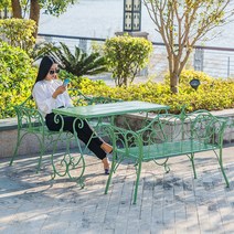 옥외용 벤치 디자인 등의자 야외포토존 정원 마당 공원 의자, 파란 의자