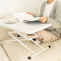 재택근무 소파 업무용 높이조절 스탠딩테이블 입식데스크, 화이트