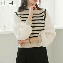 드넬 드넬 쥴리니트믹스블라우스DWB24098A